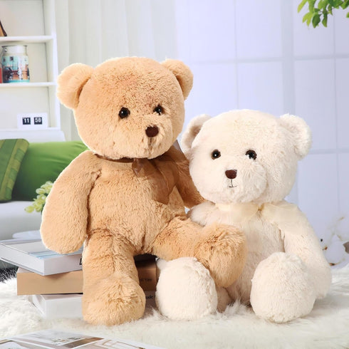 2 Pack 18 Inch HyDren Bear Stuffed Animals Cuddly Stuffed Bear Plushies with Bow for Birthday Gifts Baby Shower Decors