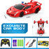 Transform Remote Control Car Robot, 1:18 Scale Police Car with Flashing Light, 360 Degree Rotating Drifting