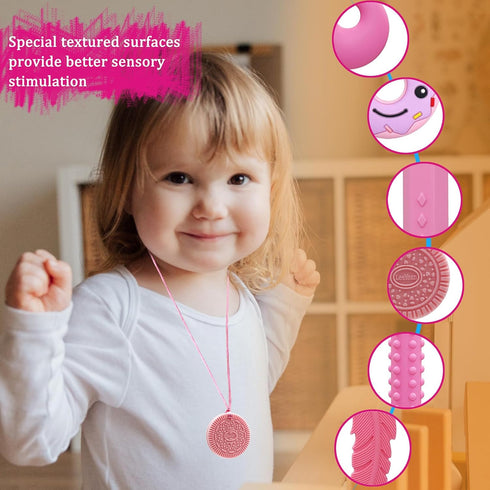 6 Pack Chew Necklaces for Sensory Kids, Silicone Chewy Necklace for Children with Autism, ADHD, SPD, Chewing, Autism