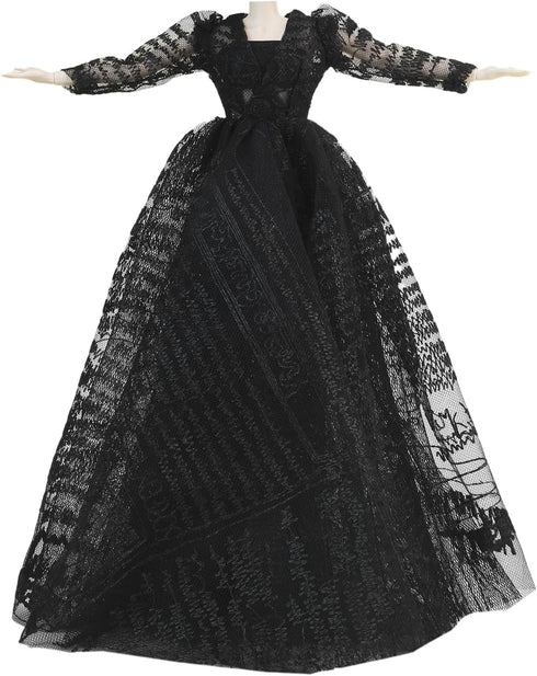11.5 Inch E-TING Exquisite Handcrafted Black Lace Gown Evening Gala Dress for Girl Doll
