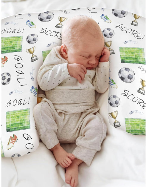 Watercolor Soccer Game Baby Nursing Pillow Covers for Boy Girl Fun Soccer Lovers Nursing Pillow Slipcovers