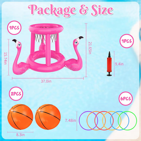 Pool Floats Toys Games Set, 2-in-1 Floating Pool Basketball Hoops & Ring Toss Game for Kids