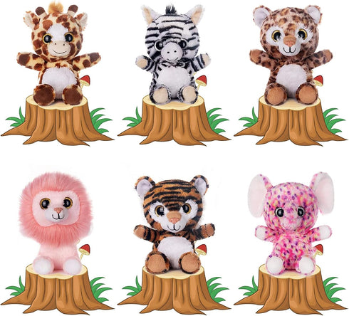 7" Set Pack 6 My OLi Plush Toys Stuffed Animals Bundle of Forest Animal Toys Lion/Elephant/Zebra/Giraffe/Tiger/Leopard