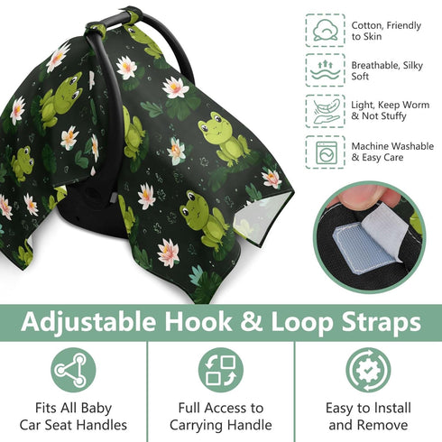 Mazeann Cute Frog Lotus Car Seat Cover Baby Breathable Soft Infant Carseat Covers Canopies Babies Carrier Covers