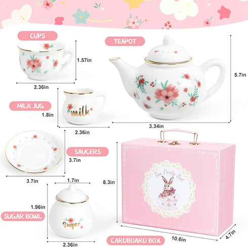 Set Set Set Playset 3+ Porcelain Tea for Girls, Tea Party for Little Girls, Kids Tea Kitchen Pretend Play, Princess Tea
