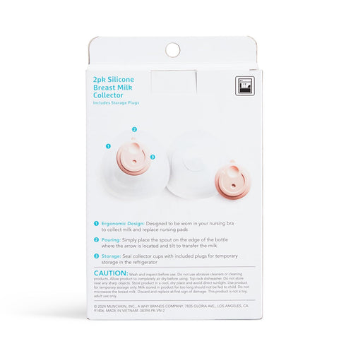 1.5 2 Pack Munchkin Breast Milk Collector Cups with Storage Plug, Food Grade Silicone, BPA Free, Ounces Each - Discreet
