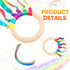 12 Pcs Rainbow Ribbon Wooden Waldorf Toys, Creative Hand Kite Set with Wood Ring for Educational Playroom Dancing.