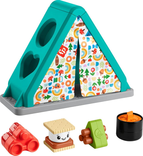 Fisher-Price S’more Shapes Camping Tent Block Sorting Activity, Baby Developmental Toy for Infants Ages 6+ Months