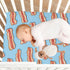 Pigsaly 27x39 Inch Crib Sheets Bacon Slices Blue Baby Sheet for Standard Crib Mattress Boys Girls Toddler Bed Sheets