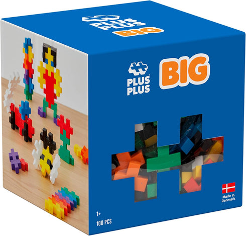 PLUS PLUS BIG 100 Piece Open Play Set, Basic Color Mix Construction Toy
