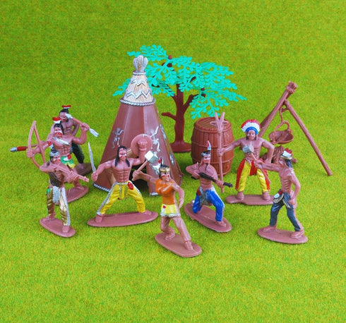 NWFashion 55PCS/Set West Cowboys American Indians Plastic Figure Toys Playset Accessories