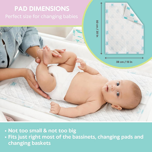 65 15" 20" Vesta Baby Disposable Changing Pads - Soft Absorbent Leak Proof Pee Mats - White Portable Diaper Change