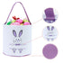 Easter Bunny Personalized Canvas Cotton Egg Bags for Kids, Rabbit Print Buckets with Fluffy Tail Gifts