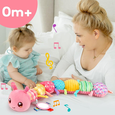 0-6 0-3 3-6 Tummy 3 4 5 6-12 Baby Girls Toys Month Music Animal Stuffed Caterpillar Toy for Infant Months Mirror