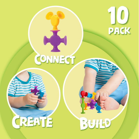 BUNMO Suction Bath Toys 44 Pack - Connect, Build, Create, No Mold Bath Toy for Fine Motor Skills and Sensory Play