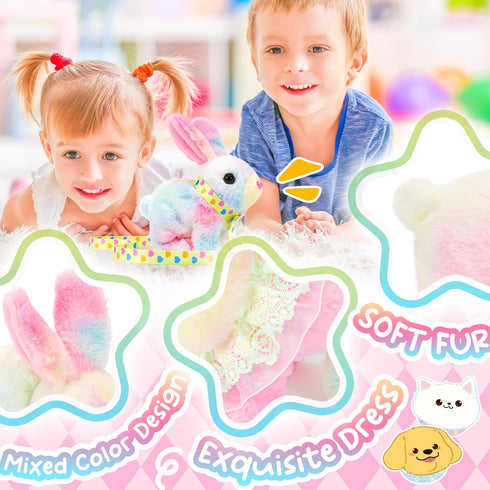 Tagitary Plush Toys Hopping Easter Bunny Stuffed Animal - Sounds, Wiggling Ears, Jumping - Birthday Gift for Kids