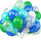 50Pcs Blue Green Balloons 12inch, Light Green and Vintage Klein Blue Confetti Balloons for Party