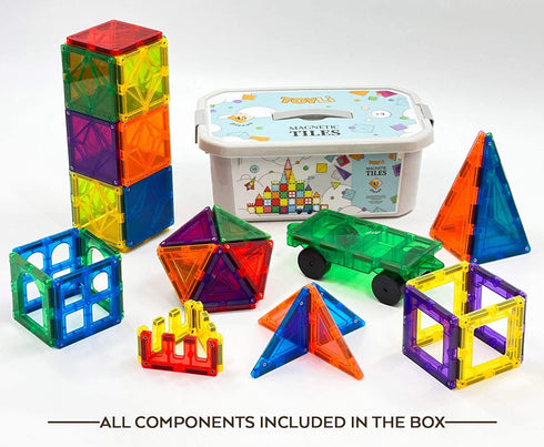Magnetic Tiles Clear Colors, Magnet Blocks for Kids, STEM Magnetic Blocks for Toddlers, Girls, and Boys