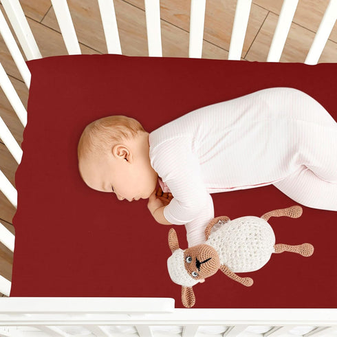 J JOYSAY Baby,39 27 Maroon Fitted Crib Sheet for Boys Girls Baby Crib Sheet Crib Mattress Sheet Bed Sheets for Infant x