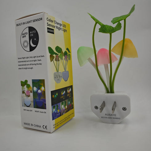 2 Pack AUSAYE Sensor Led Night Light Plug-in Wall Lamp Color Changing Mushroom Night Light for Kids Adults NightLight