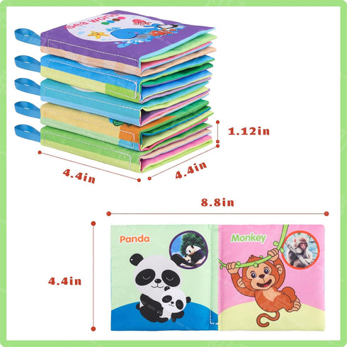 XBagSJ 5PCS Baby Bath Books for Toddlers Learning The Names of Animals, Fruits, Vegetables, Transportation, Colorful