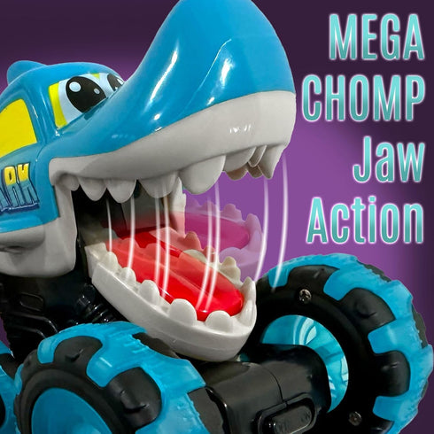stargo 2 Pack Monster Truck Toy - Motion Activated Pull Back Light-Up Cars for Toddlers - Monster Shark & Bull
