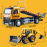 Tow Truck Toy Metal Cab with Flatbed, Friction Powered Transport Trailers with Lights and Siren Sounds