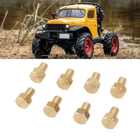 1/24 RC Hex Nut, 8Pcs 1/24 RC Hex Nut Brass RC Wheel Lock Nut Replacement Accessories for SCX24 Wheels & Tires (8mm)