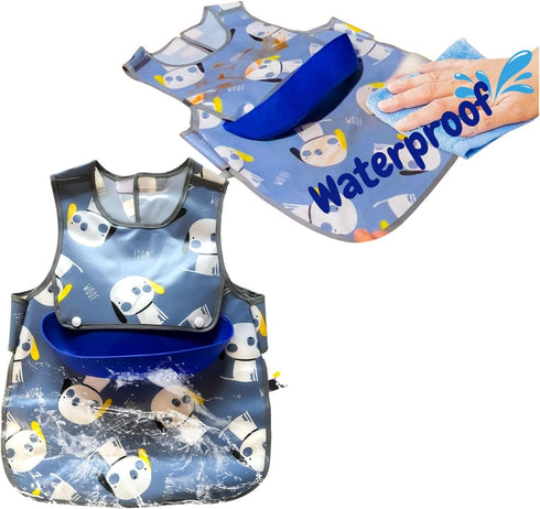 Plastic Bib - Easiest Bib to Clean, No Washer/Dryer or Scrubbing Needed, 1T-3T