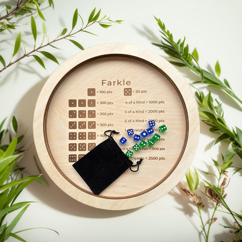 2 Sets 6 12" Farkle Dice Tray, Farkle Dice Game with Tray and of Dice, Wooden Dice Tray for The Classic Family Game