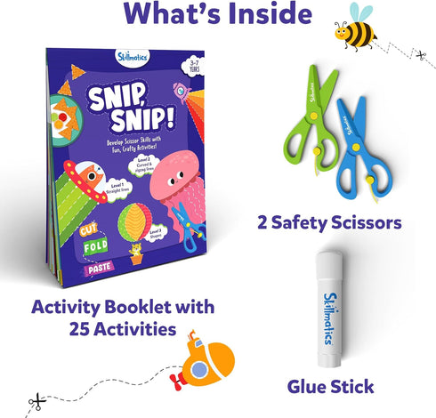 Skillmatics Art & Craft Activity Kit - Snip, Snip, Practice Scissor Skills, Craft Kits & Supplies, Gifts for Toddlers, Girls & Boys Ages 3, 4, 5, 6, 7, Travel Toys