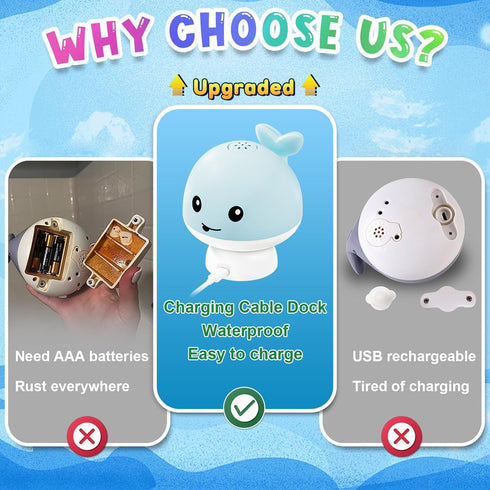 1-3, 6-12 1 Gigilli Baby Bath Toys, Light Up Whale Sprinkler Bath Toys for Kids Ages Pool Water Table Bathtub Fountain