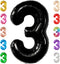 KatchOn Black Number 3 Balloon - Giant 40 Inch for 3rd Birthday Decorations for Boys