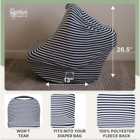 4 1 Parker Baby in Car Seat Cover for Boys - Stretchy Carseat Canopy, Nursing Cover, Grocery Cart Cover, High Chair