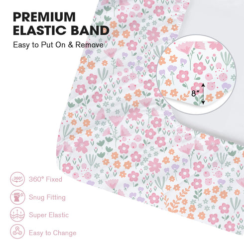 2 Pack, 52"x28"x8", Little Grape Land Crib Sheets Microfiber Fitted Crib Sheet for Standard Crib Mattress Soft