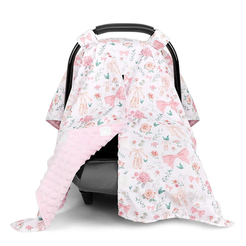Baby Car Seat Cover, Soft Minky Warm Winter Car Seat Canopy for
