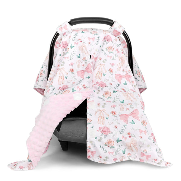 Baby Car Seat Cover, Soft Minky Warm Winter Car Seat Canopy for