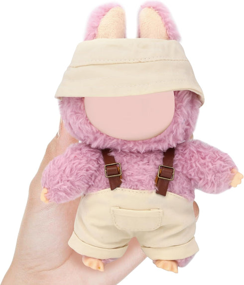 QUPIVA 15cm-17cm Summer Set 17 CM Dolls Clothes with Adjustable Straps & Cute Hat for Girls, Overalls Outfits Clothing