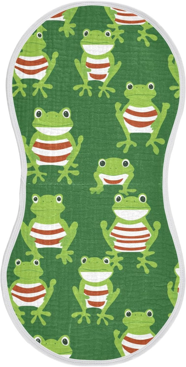 tplaotee Cartoon Green Frogs Red-Stripe Cotton Burp Cloth Soft Touch Baby wash Cloth