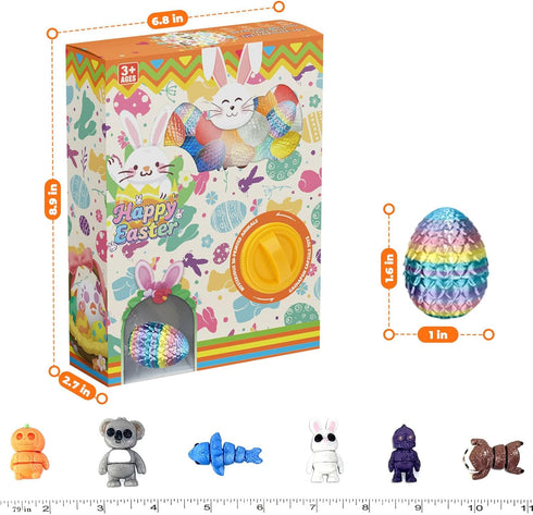 Generic 24 Pack 3D Prefilled Easter Eggs with Printed Articulated Animals Inside - Reusable Vending Machine Toy Easter