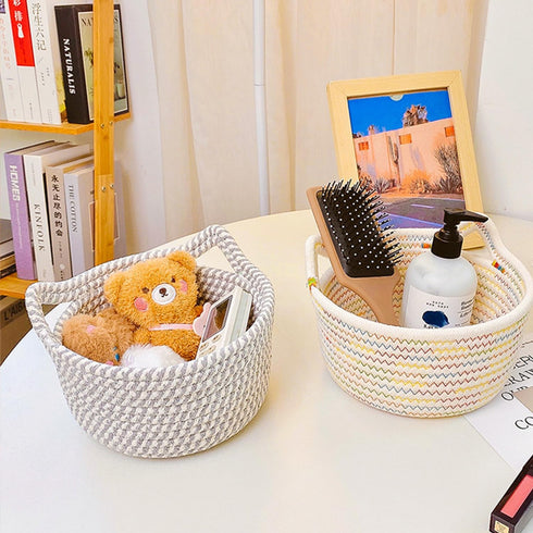 Thildani Closet Small Woven Cotton Rope Basket Empty Decorate Gift Cute Storage Organizing Dog Cat Pet Toy Box Baby