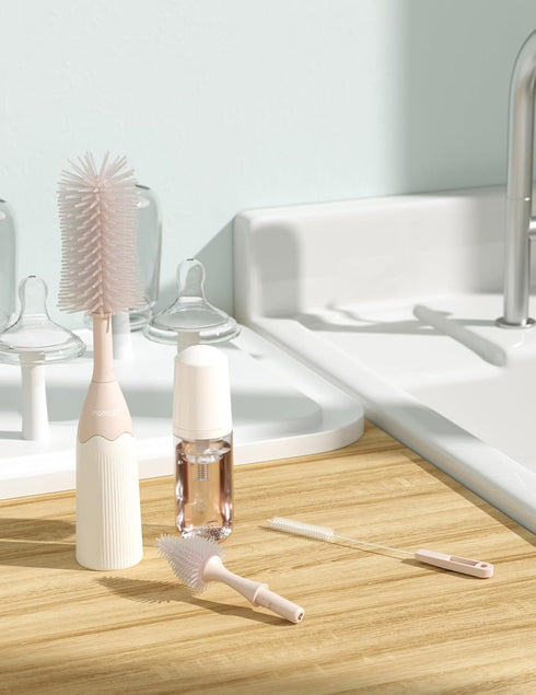Momcozy Bottle Brush Kit with Push-Press Foam Design - Newborn Essentials Gift, Portable Cleaning Tool for Home