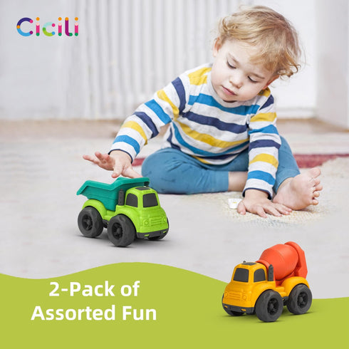Toddler Dump Truck and Cement Mixer Car Toys for 1-3 Year Old, BPA Free, Educational Gifts for 2-4 Year Boys Girls