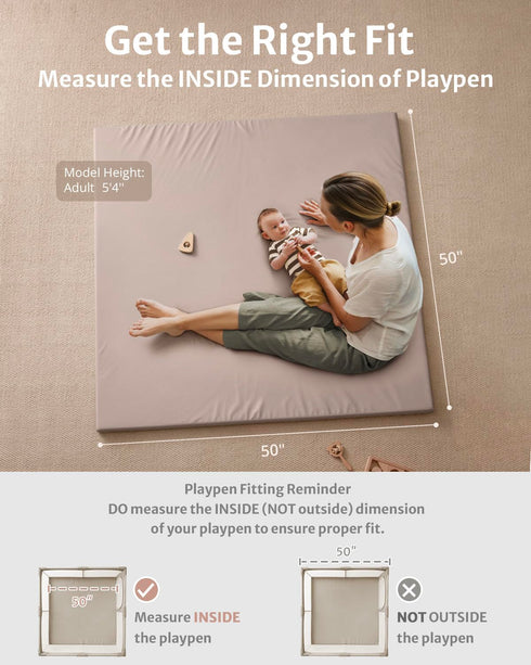 50x50 Blissful Diary Vegan Leather Baby Play Mat, Thicken Foam Cushioned & Waterproof Playpen Mat for Infants