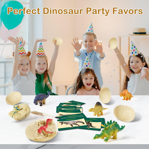 12 5-7 3 4 5 6 7 8 8-13 Dino Fossil Eggs Dinosaur Toys - Dinosaur Eggs Dig Excavation Kit w Play Mat for Kids Ages