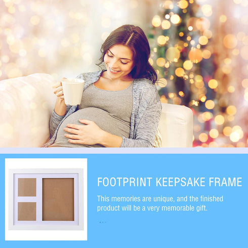 Newborn Handprint and Footprint Keepsake Frame Milestone Photo Frame White Clay Ink Kit Memory Gift for Nursery
