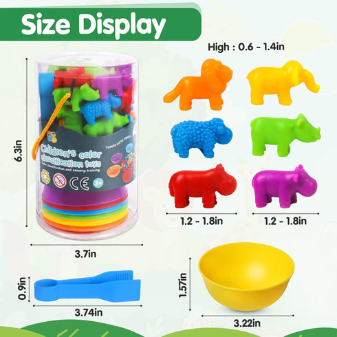 Counting Toys Matching Game for Kids - Preschool Learning Activities with Sorting Bowls for Ages 3-5 Animals