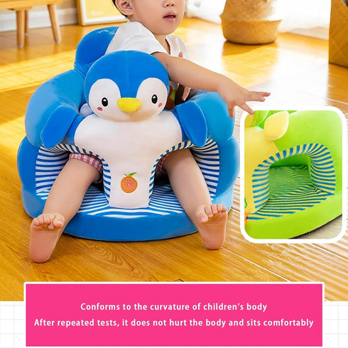 Juaugusep Baby Sit Up Chair with Cartoon Animals Plush Sofa - Toddler Learn to Sit Up - Washable Cover for Back & Head