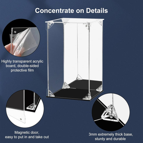 (8x8x10 inch; 20x20x25 cm) Acrylic Display Case for Collectibles Assemble Clear Dustproof Acrylic Display Box