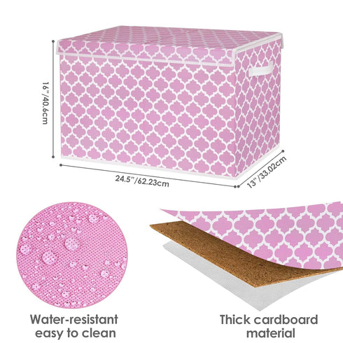 homyfort Toy Box for Girls, Kids - Large Toy Chest Organizers and Storage Boxes with Flip-Top Lid & Divider, Collapsible Container Bins for Playroom, Nursery, Closet, Living Room, 24.5"x13"x16", Pink by homyfort